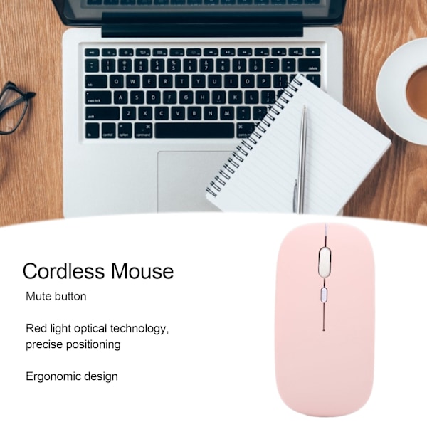 Trådlös Mus Smart Mini Portabel 3 Hastigheter DPI Justerbar Trådlös Mus för Kontor Laptop Dator Tablet Rosa Frostat Enkelt Läge