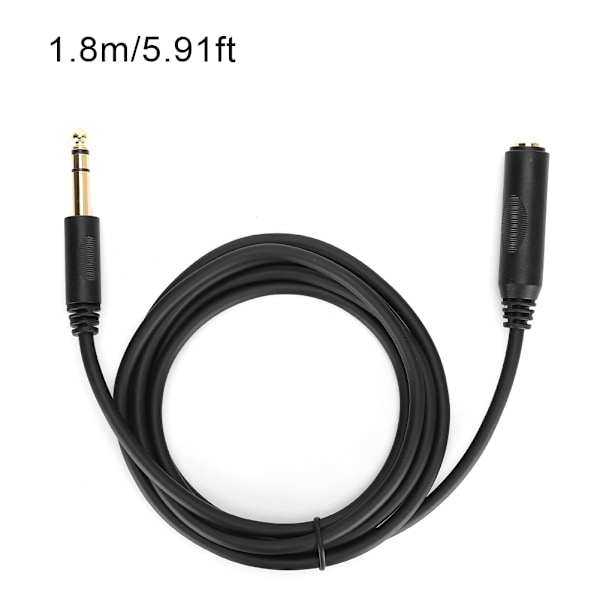Ren kopparledare med skärmning 6,35 mm Stereo Hane till Hona Ljudförlängningskabel för Ljudkort/Elgitarr 1,8M