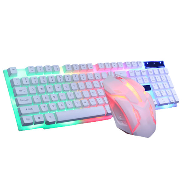 USB Gaming Tangentbord och USB Mus Combo LED Bakgrundsbelyst Tangentbord Robust Hållbart Färgglatt Lysande Gaming Mus Datortillbehör
