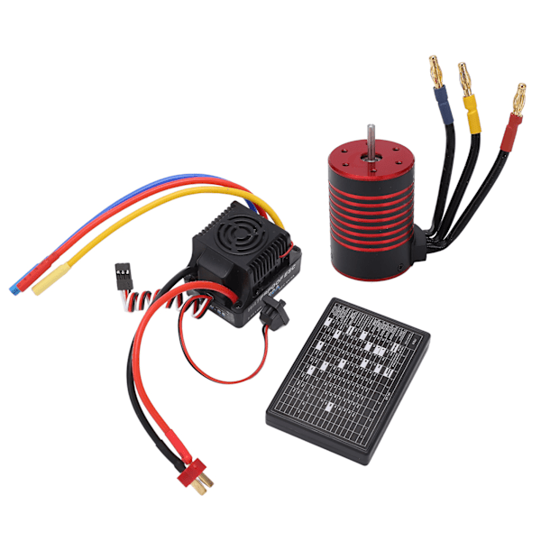 Vattentät 3650 Borstlös Motor med 60A ESC Programmeringskort Combo Set Tillbehör för 1/10 RC Bil 3100KV