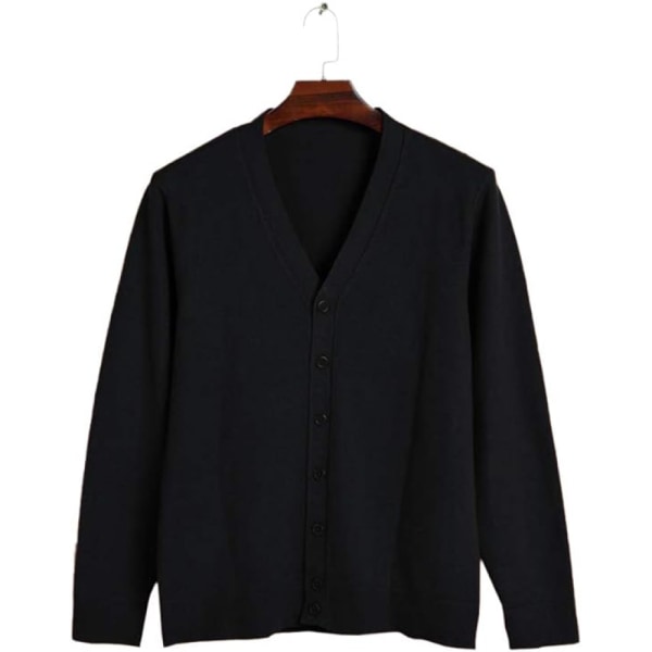 1 STK strikket cardigan med knapp - svart black XL