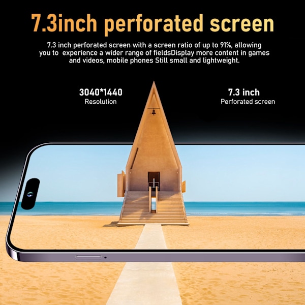Olåst Mobiltelefon 4G 6,7 Tum HD Kapselskärm 8GB RAM 256GB ROM 16MP Front 32MP Bakre Kamera Ansiktsigenkänning Smartphone för Android 12 100 till