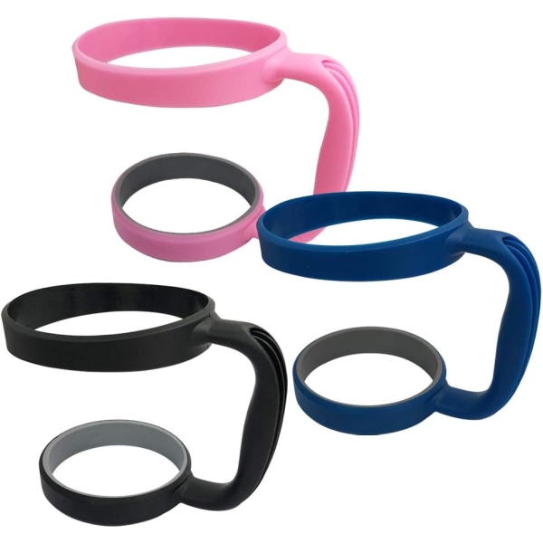 3-pak 30 oz tumblerhåndtag, krushåndtag eller kopholder erstatning - sort, pink, blå