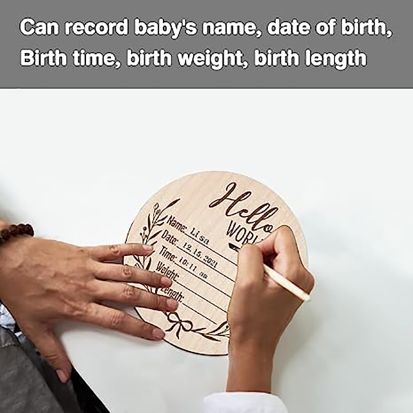 Træ babymeddelelsesskilt, fødselsannonceskilt, nyfødtgave til babyshower, babynavnemeddelelsesskilt Souvenir til hospitalet at dele E