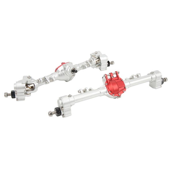 RC-axel i aluminiumlegering, integrerad CNC-höjd, främre och bakre portalaxel för Axial SCX10 II 90046 90047 D90 D110 1/10 RC-bil, silverröd