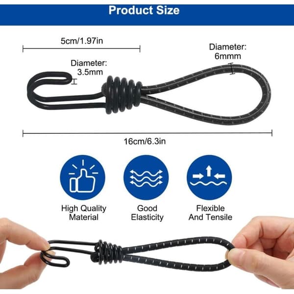 10-piece rubber end cap with spiral hooks, 16 cm short elastic tension hook with double hooks