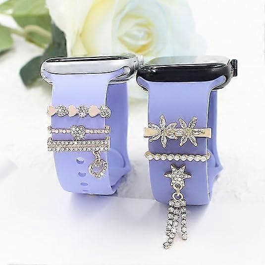 Urrem Charms Sæt, Chic Elegante Sten Diamant Armbånd Tilbehør (Ingen Rem)-Blå Sten-Guld[TT]
