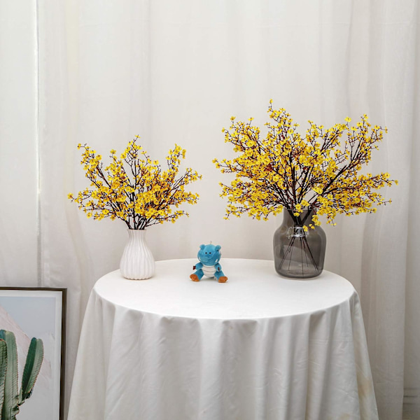 6 Stk Efterår Faux Blomster Falske Babys Breath Blomst Bulk Kunstig Gypsophila Buket Silke Blomsterarrangementer Centerpieces for Home Køkken Soveværelse Yellow