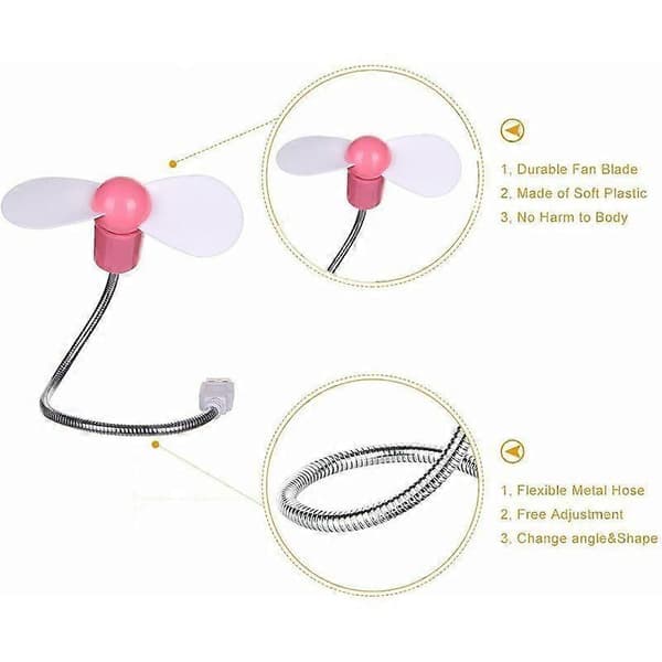 Mini Serpentine Blæser Lydløs Blød Blad Lille USB Blæser til Bærbar (Pink/Grøn/Blå/Sort)