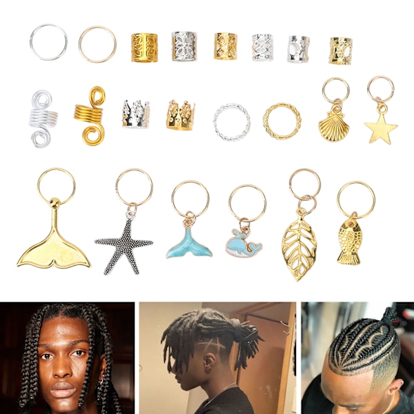 Alloy Dreadlocks Beads Jewelry Accessories Fashionable DIY Hair Cuffs Coils Rings Pendants Decoration