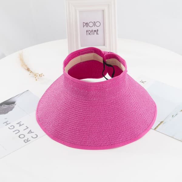 Women's Wide Brim Straw Sun Hat with UPF 50+ Red