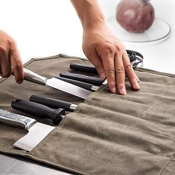 Canvas Knife Roll Bag - Knife Storage Khaki Khaki 212