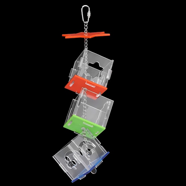 Flerlags fugl papegøye fôrboks hengende godbit fôring leketøy gjennomsiktig akryl matbeholder