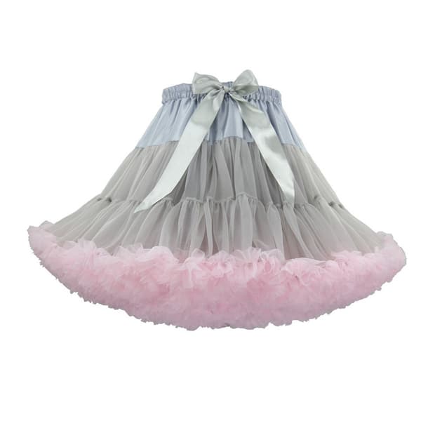 Dame chiffon tutu-skjørt med elastisk midje - Prinsesseballett dans Multi-La[TT] Light Grey+Pink