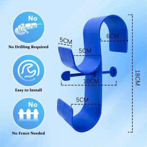 Adjustable 2-Hook Pool Pole Hanger for Above Ground Pool Accessories, Skimmer Holder and Maintenance Cleaning Tools