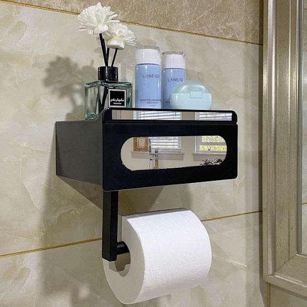 WC-paperiteline hyllyllä WC-paperiteline Pyyhkeiden annostelija ruostumatonta terästä WC-paperiteline säilytyslaatikolla, itseliimautuva seinäteline