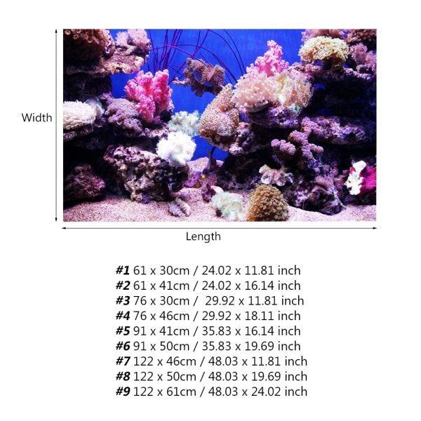 3D Effekt selvklæbende Coral Seaworld plakat til akvarium akvarium dekoration 122 x 61 cm