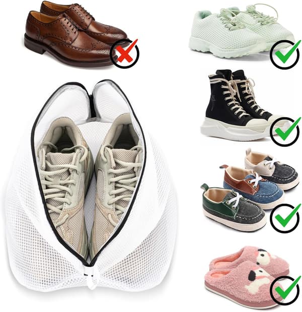 Vaskemaskinepose til sko, vaskeposer til sneakers til vaskemaskine Genanvendelig stor netpose til rejser Rengøring af sneakers Strømper BH'er
