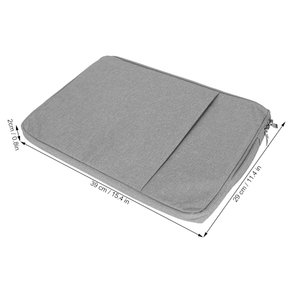 Laptopfodral 15,6 tum 39x29x2cm Dubbellagersdesign Polyester Laptopväska för OS Laptop Pro för HP för Dell Grå