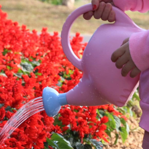 Plast vannkanne Liten lett, søt innendørs utendørs hageplanter, vannkanne for barn, 0,4 gallon med dusjhode Elefant: blå kropp, rosa Elephant Pink 0.4 Gallon/1.6 Quarts