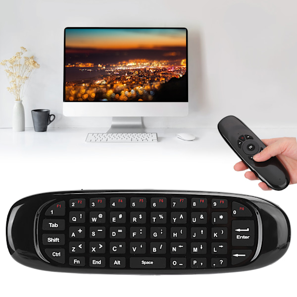 Mini Dubbelsidig Multimedia Fjärrkontroll Handhållen Trådlös Flymouse Tangentbord