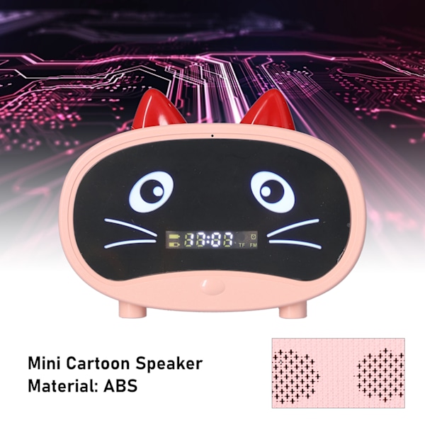 Mini Tecknad Högtalare Multifunktionell Söt Kattöra Design Smart Set Dubbla Väckarklockor för Sovrum Kontor Rosa
