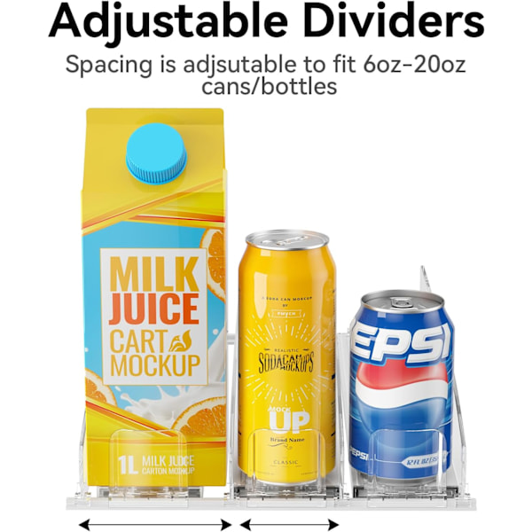 Drink Organizer til køleskab - [Stabilize-Speed ​​Damper] Automatisk Pusher Glide Soda Drik Dispenser Beverage Organizer til køleskab 14.96"D,
