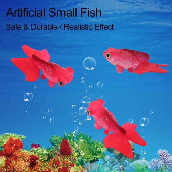 Akvarium dekoration Sjov kunstig silikone lille fisk akvarium ornament rød guldfisk