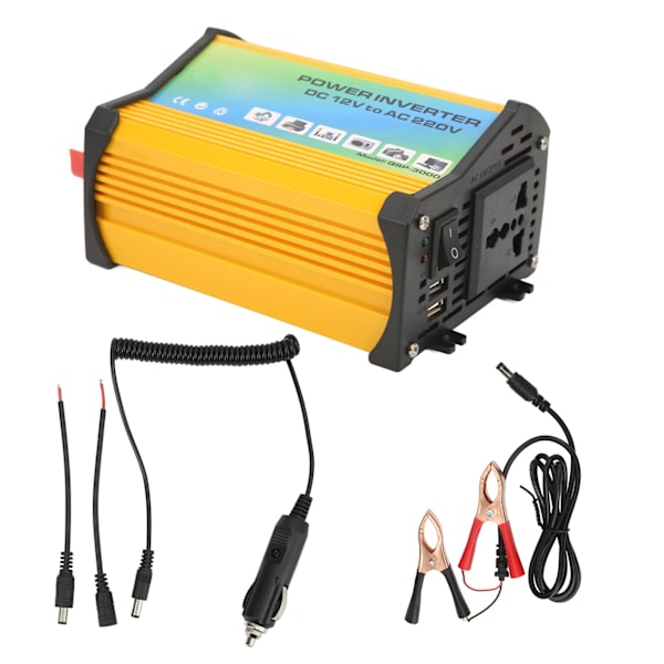 300W Modifierad Sinusvåg Inverter ABS Dubbel USB DC12V till AC110V Fordons Power Inverter för Bilar Utomhus Gul