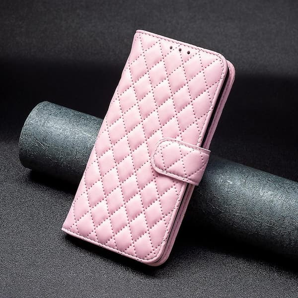For iPhone 7/8/SE (2020)/SE (2022) BF Style-14 Rhombus Case Horizontal Stand Matte Wallet Case [DB] Pink Pink Style E iPhone SE (2022)