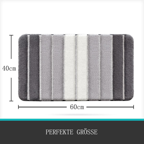 1 stk grå sklisikker gulvmatte 40*60cm stripet gradientfarge