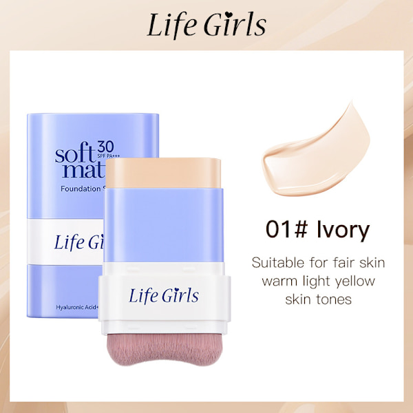 Softmatte Foundation Stick Concealer Dobbelt-endet Foundation Creme 01# Vory
