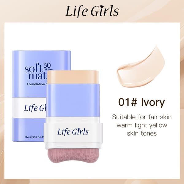 Softmatte Foundation Stick Concealer Dubbelsidig Foundation Cream 01# Vory
