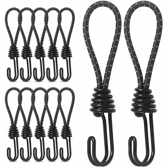 Elastiske stropper med kroker, 12 universelle seilspennere, fester med elastiske stropper, seil, plakater, seilstøtte,