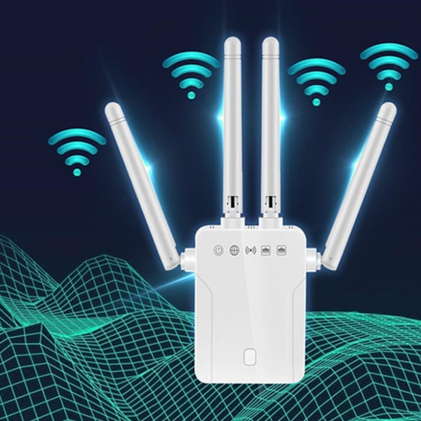 M 95B Trådlös Repeater för Hemmakontor 300m Signalförstärkare Extender 4 Antenn Router WiFi Förstärkare 100‑240V