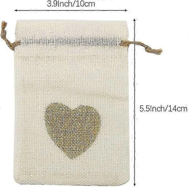 30 stk. Hessian med hjerter gavepose