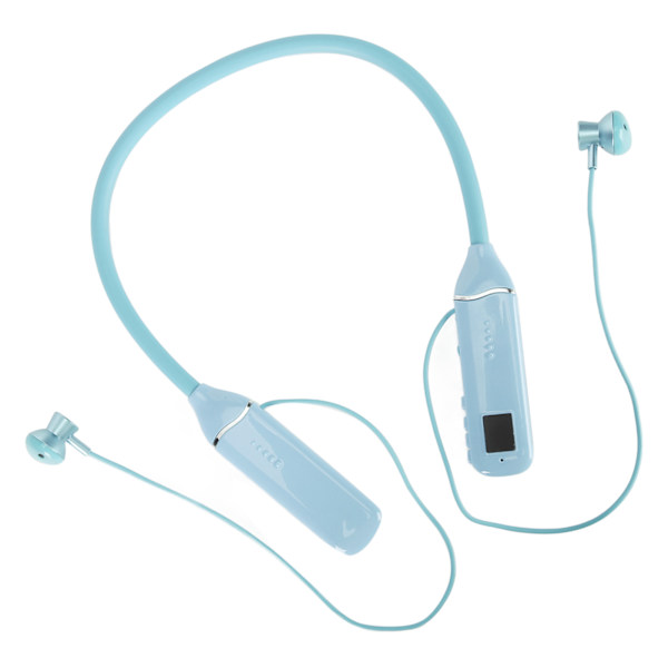 Bluetooth Nackband Hörlurar LED Strömdisplay Minneskort Uppspelning Magnetiska Hörlurar Headset med RGB Bakgrundsbelysning Blå