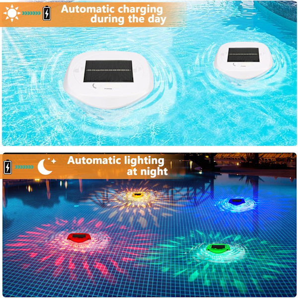 Solar flydende pool lys, fiskemønster pool lys, der flyder, genopladeligt vandtæt lys op LED pool tilbehør, hængende pool lys til svømning