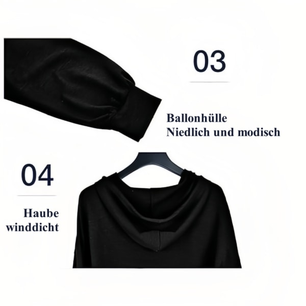 1 Stück langærmliges, lockeres, lässiges Sweatshirt med V-Ausschnitt i Schwarz black 2XL