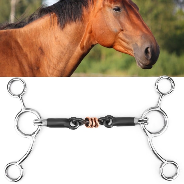 Hästtuggbit i rostfritt stål med mun i svart stål