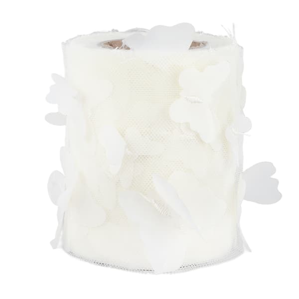 Tyllrullesøm Fargerik nettinggarnrull DIY hårtilbehør Materiale stropp Tyllrull Off White