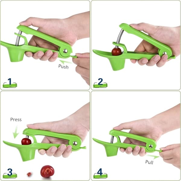 Cherry Pitter - Stainless Steel Cherry Pitting Tool with Handheld Press Design, Save Time and Space for Making Cherry Jam with Lock Design