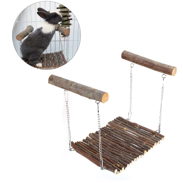 Kjæledyr sommerhengekøye Applewood Hengende Swing Cage Stående Bar Leker for Kanin Hamster Chinchilla