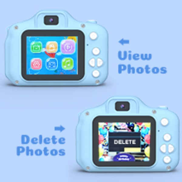 Støtsikkert selfie-barnekamera, beste bursdagsgaver til småbarn, dobbeltkamera for barn i alderen 3-10, HD digital video med 32 GB SD-kort, julebarneleke for Blue
