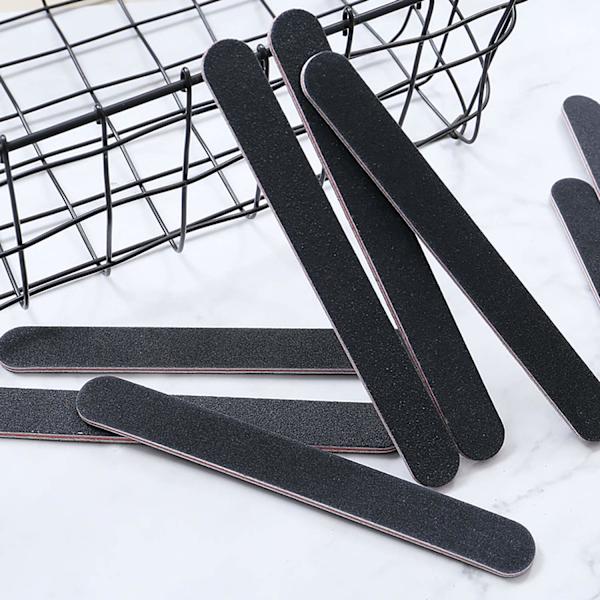 Dubbelsidig nagelfil, tvättbar och återanvändbar svart emery board, premiumkvalitetsmaterial för salong och hemmanikyr pedikyr, multifunktion