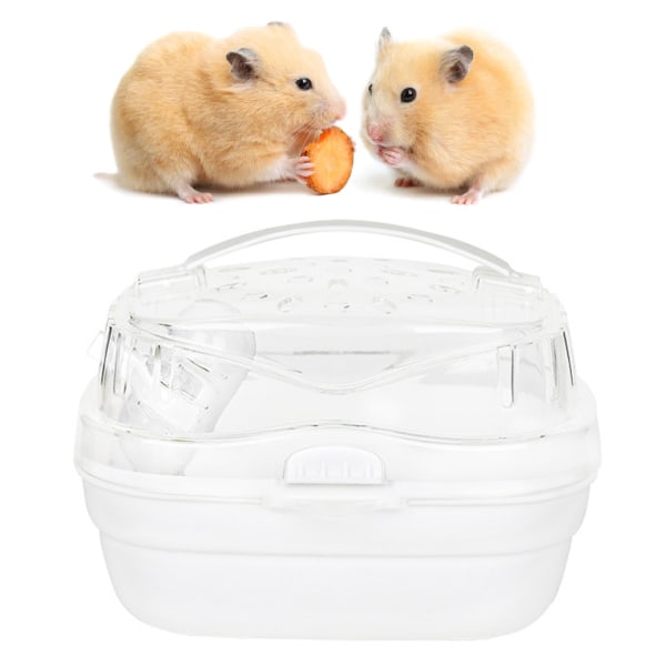 Bæretaske til hamster Bur Bærbar Letvægts Bæretaske til små dyr til udendørs rejser Moonlight White