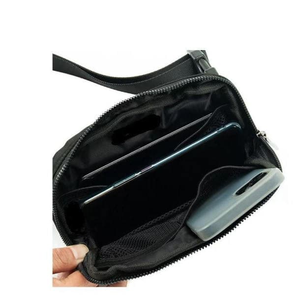 Unisex mini belt bag with adjustable strap, small waist bag for training Black[TT]