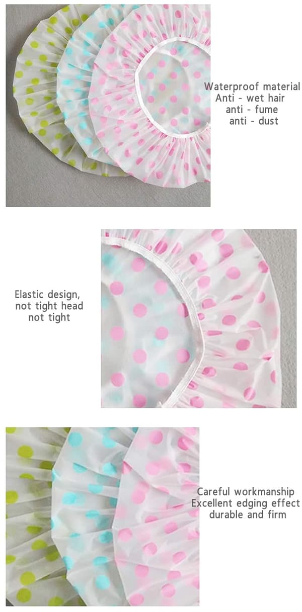 6 stk vanntett dusjhette i EVA-plast, elastisk gjenbrukbar badehette, skjønnhetssalong Spa blonde elastisk båndhatt miljøvern hår badehetter