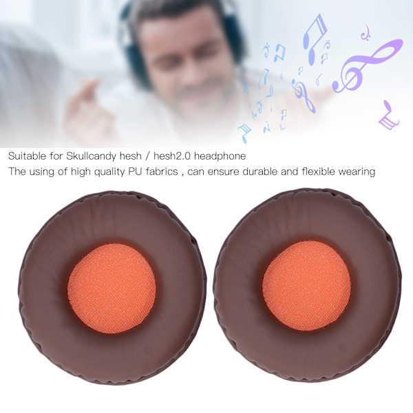 Par Hörlurskydd Öronkuddar Svamp Headset Öronkudde Passar Skullcandy HESH/HESH 2.0 Brun