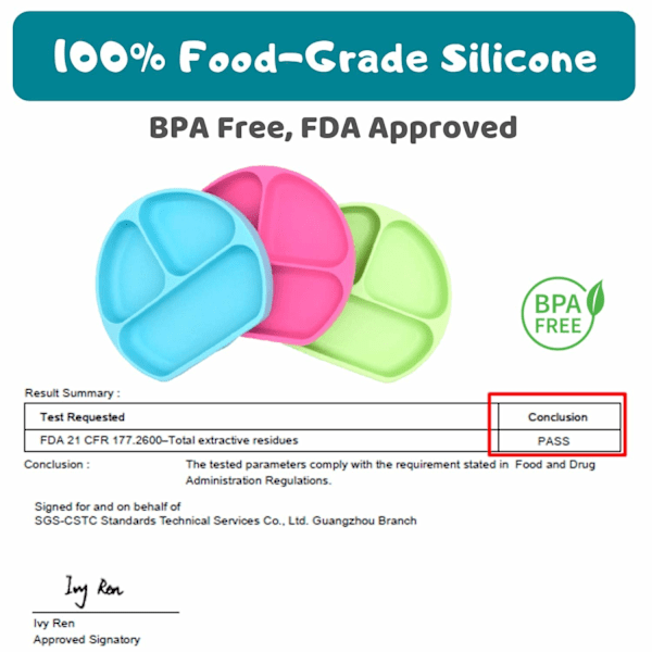 Sugeplade til småbørn | BPA-fri, 100 % fødevaregodkendt silikone | Tåler mikroovn, opvaskemaskine og ovn | Bliv siddende Delt Babyfodringsskåle og Blue